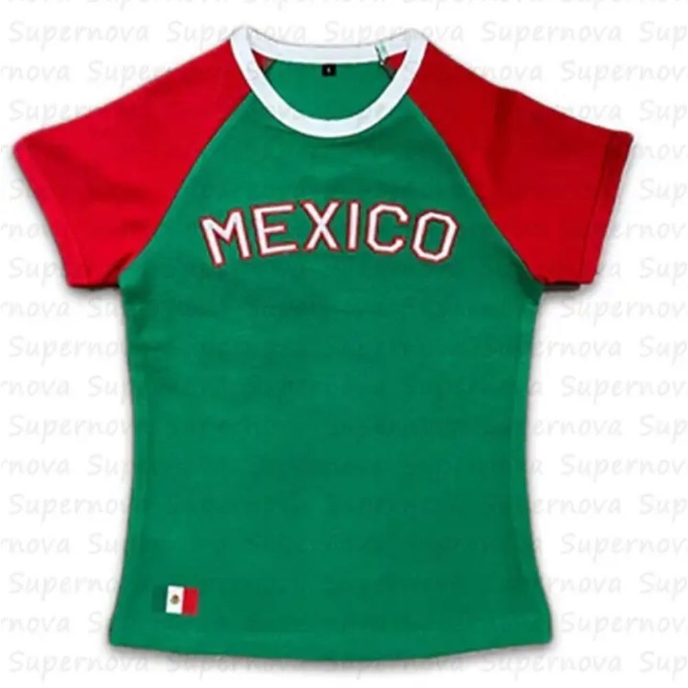 Mexico Athletic soccer baby tee Size Medium embroided t shirt jersey Brazil top
